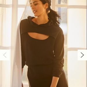 Anthropologie hooded cut out black mini dress xxs